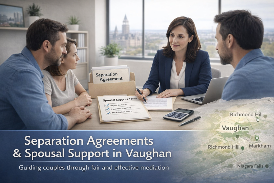 Divorce mediation and family mediation consultation for spousal support in Vaughan, Ontario