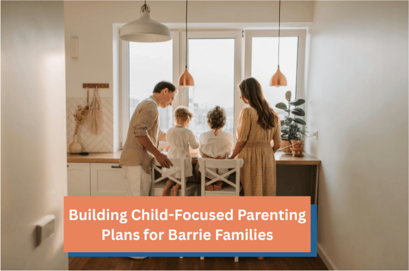 Barrie parents creating a parenting plan with a mediator during family mediation session